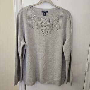 Chaps Wool Cashmere Blend Heather Gray Sweater Size 3X Classic Staple Timeless